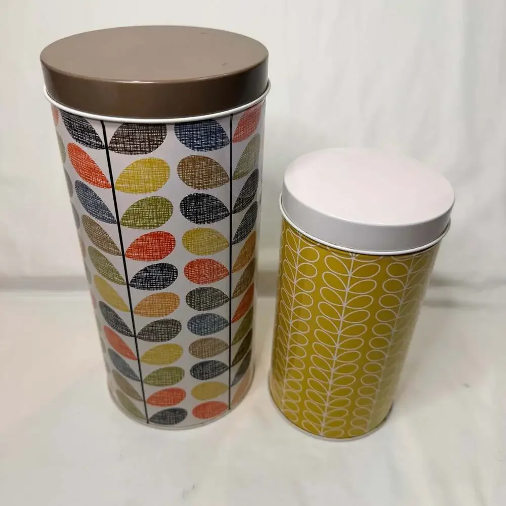 Orla Kiely Multi Stem Print Tall Metal Kitchen Storage Canisters, set of 2